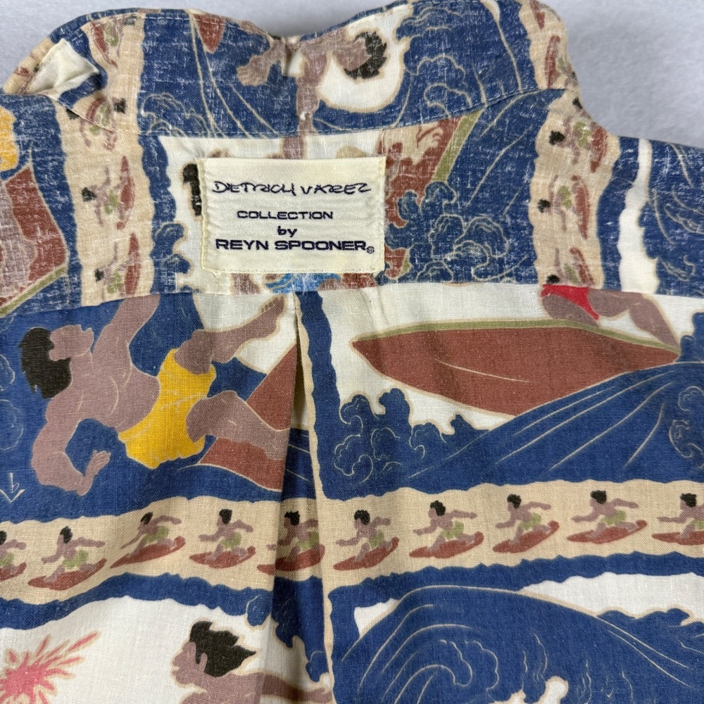 Reyn Spooner Dietrich Varez Vintage Reverse Print Surf Shirt Mens XL Blue Tan - Picture 14 of 14